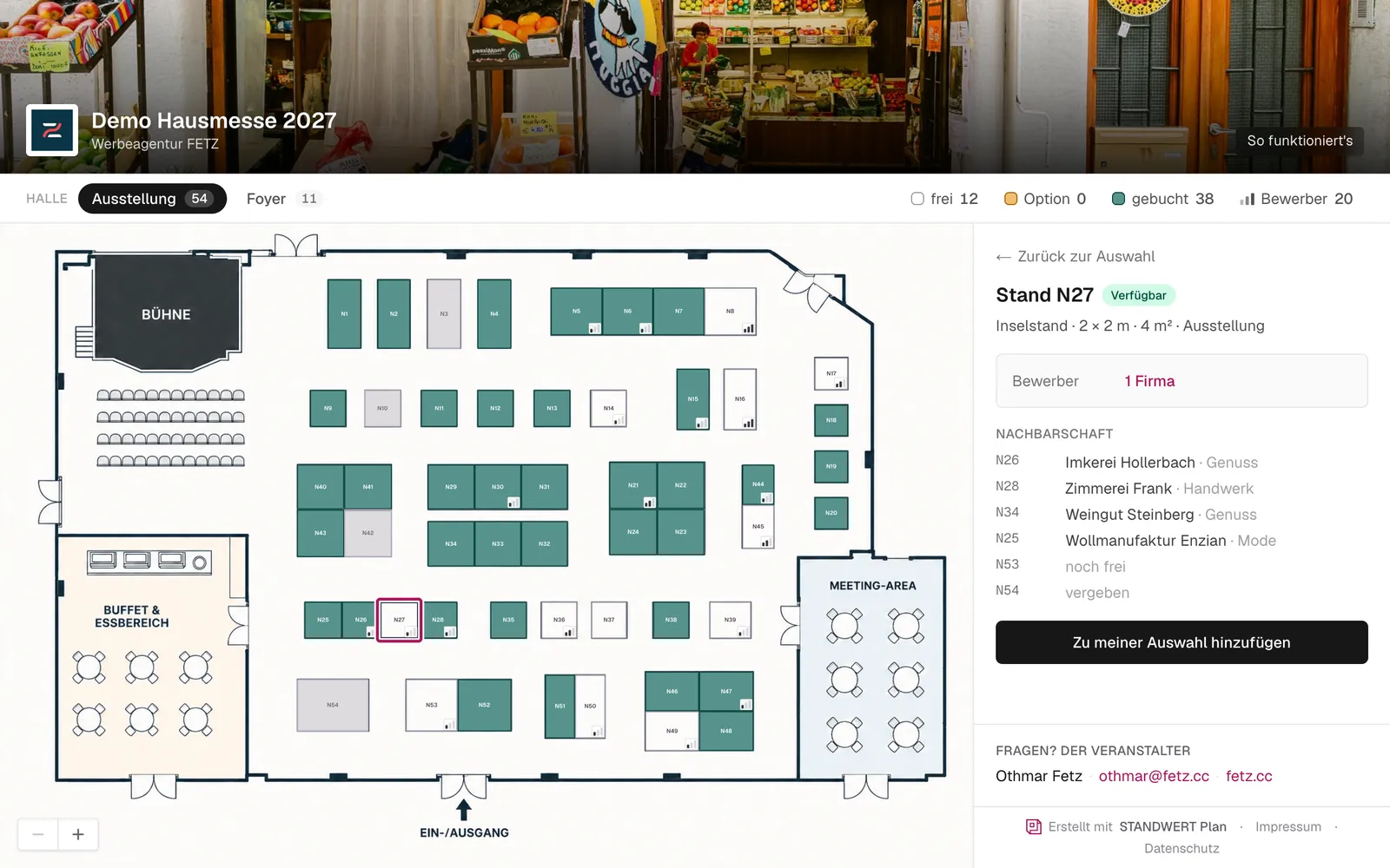 STANDWERT PLAN: Hallenplan mit anklickbaren Ständen und Standdetails